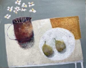 Table Top with Pears & Flowers