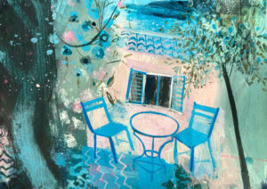 Greek Patio & Blue Sea Beyond